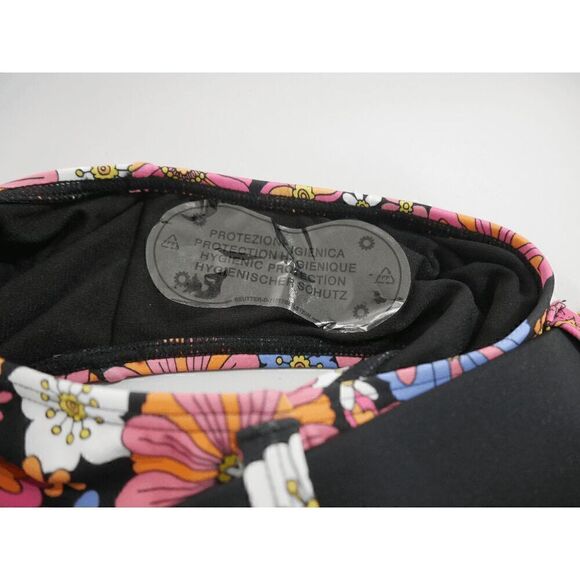 Unique Vintage Black and Purple Floral Belted Swim Bikini Bottom XS - Picture 6 of 6